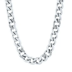 Lab-Created White Sapphire Chain Link Necklace In Sterling Silver