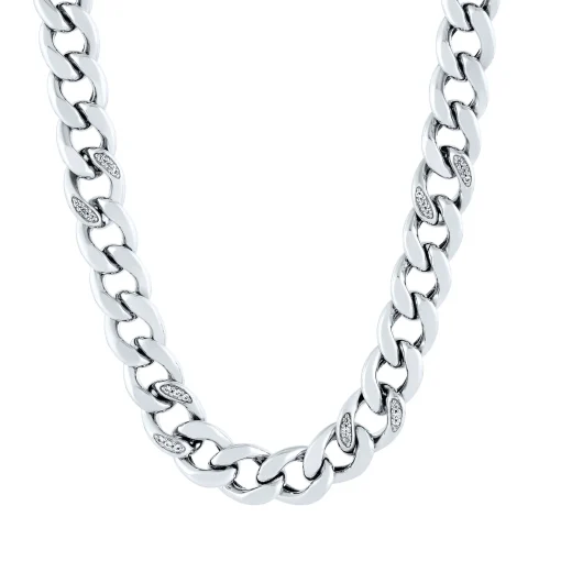 Lab-Created White Sapphire Chain Link Necklace In Sterling Silver