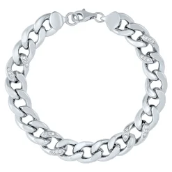 Lab-Created White Sapphire Chain Link Bracelet In Sterling Silver, 7.5"