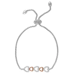 Lab-Created White Sapphire Heart Bolo Bracelet In Sterling Silver
