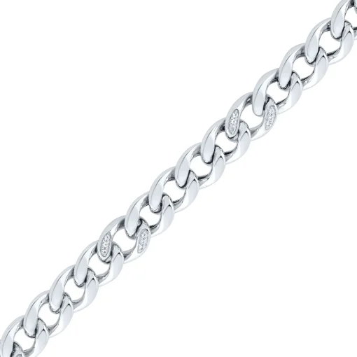 Lab-Created White Sapphire Chain Link Necklace In Sterling Silver