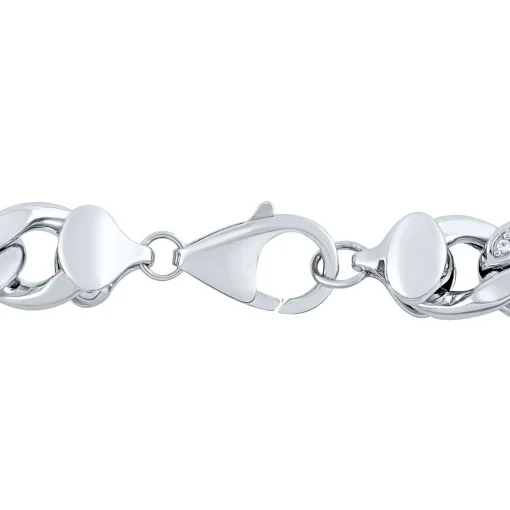 Lab-Created White Sapphire Chain Link Necklace In Sterling Silver