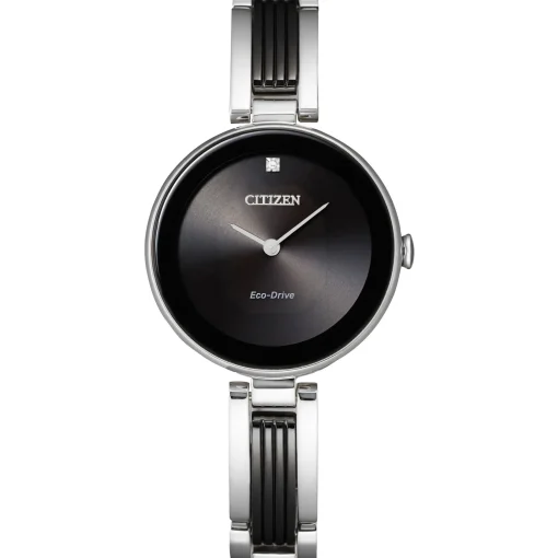 Ladies' Axiom Eco-Drive Watch In Stainless Steel And Black Ion-Plated Stainless Steel