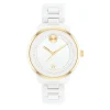 Ladies' Bold Verso Ceramic Watch In Gold-Tone And White, 39Mm