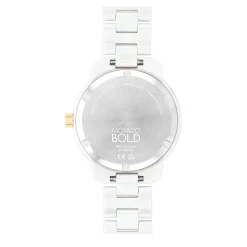 Ladies' Bold Verso Ceramic Watch In Gold-Tone And White, 39Mm
