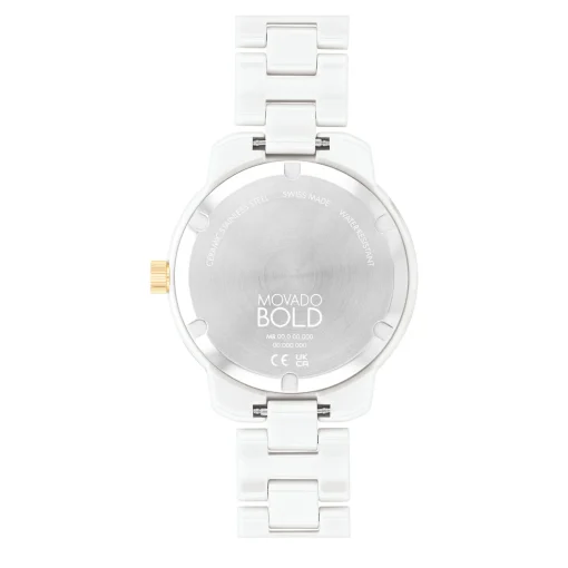 Ladies' Bold Verso Ceramic Watch In Gold-Tone And White, 39Mm