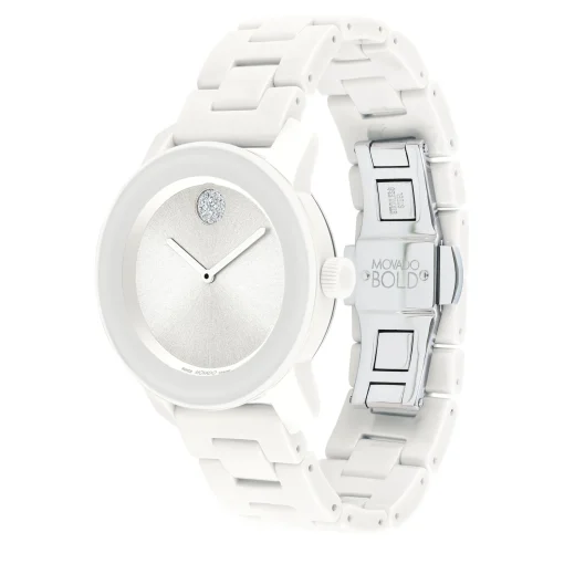 Ladies' Bold Watch In White Ceramic And Stainless Steel, 36Mm