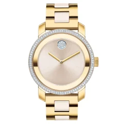 Ladies' Ceramic Dress Watch In Gold Ion-Plated Stainless Steel