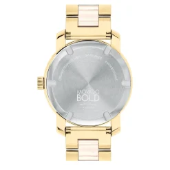 Ladies' Ceramic Dress Watch In Gold Ion-Plated Stainless Steel