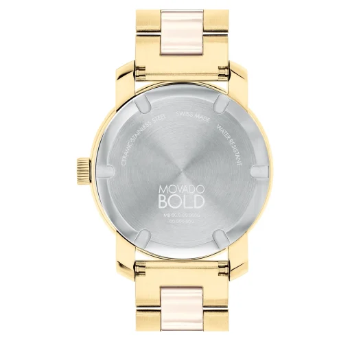 Ladies' Ceramic Dress Watch In Gold Ion-Plated Stainless Steel