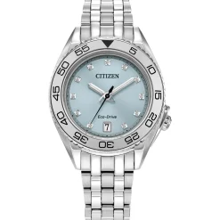 Ladies' Eco-Drive Watch In Stainless Steel With Crystal Markers