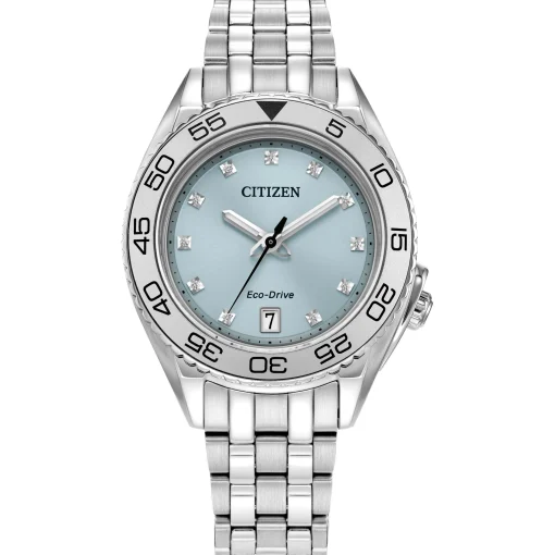 Ladies' Eco-Drive Watch In Stainless Steel With Crystal Markers