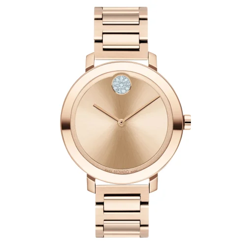 Ladies Movado Bold Ceramic Watch In Rose Gold-Tone