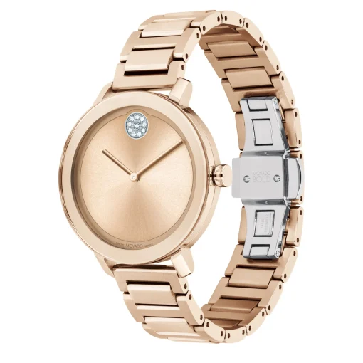 Ladies Movado Bold Ceramic Watch In Rose Gold-Tone