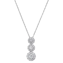 Light Heart® 3/4 Ct. Tw. Lab Grown Diamond Three-Stone Pendant In 14K White Gold
