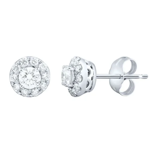 Light Heart® 3/4 Ct. Tw. Lab Grown Diamond Halo Earrings In 14K Gold