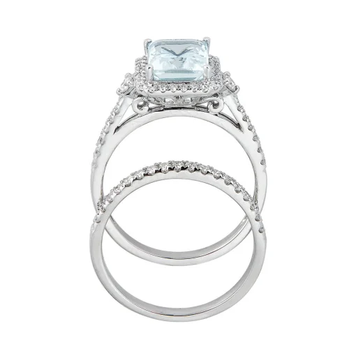 Limited Edition Aquamarine & 1/2 Ct. Tw. Diamond Ring Set In 14K White Gold