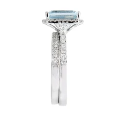 Limited Edition Aquamarine & 1/2 Ct. Tw. Diamond Ring Set In 14K White Gold