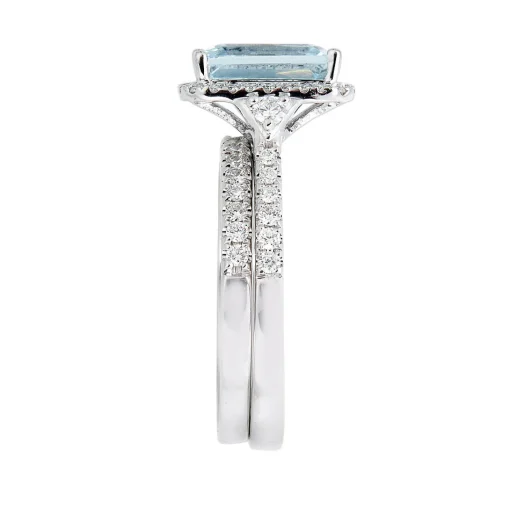 Limited Edition Aquamarine & 1/2 Ct. Tw. Diamond Ring Set In 14K White Gold