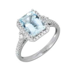 Limited Edition Aquamarine & 1/2 Ct. Tw. Diamond Ring Set In 14K White Gold