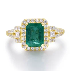Limited Edition Emerald-Cut Emerald & Diamond Ring In 14K Yellow Gold (1/2 Ct. Tw.)