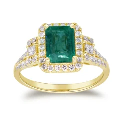 Limited Edition Emerald-Cut Emerald & Diamond Ring In 14K Yellow Gold (1/2 Ct. Tw.)