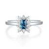 London Blue Topaz & Lab Created White Sapphire Stack Ring In Sterling Silver