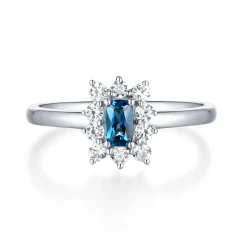 London Blue Topaz & Lab Created White Sapphire Stack Ring In Sterling Silver