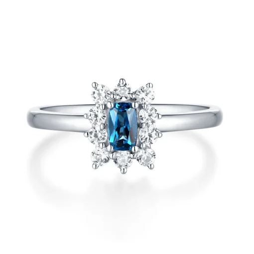 London Blue Topaz & Lab Created White Sapphire Stack Ring In Sterling Silver