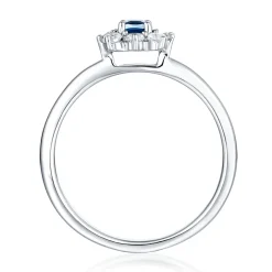 London Blue Topaz & Lab Created White Sapphire Stack Ring In Sterling Silver