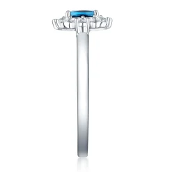 London Blue Topaz & Lab Created White Sapphire Stack Ring In Sterling Silver