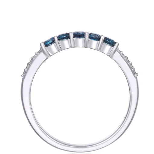 London Blue Topaz And Diamond Accent Stack Ring In 10K White Gold