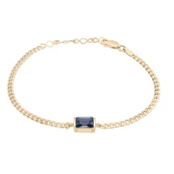 London Blue Topaz Cuban Link Bracelet In Vermeil