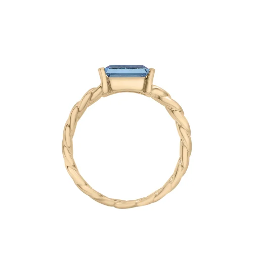 London Blue Topaz Curb Link Ring In Vermeil