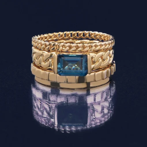 London Blue Topaz Curb Link Ring In Vermeil