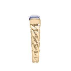 London Blue Topaz Curb Link Ring In Vermeil