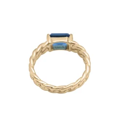 London Blue Topaz Curb Link Ring In Vermeil