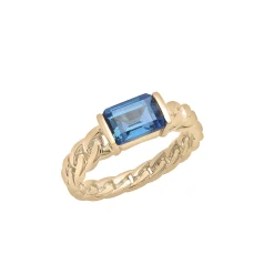 London Blue Topaz Curb Link Ring In Vermeil