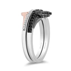 Maleficent And Aurora Stack Band Set In Sterling Silver And 10K Rose Gold (1/5 Ct. Tw.)