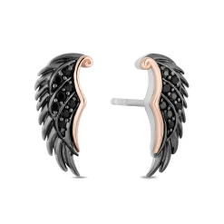 Maleficent Black Diamond Earrings In Black Rhodium-Plated Sterling Silver (1/7 Ct. Tw.)