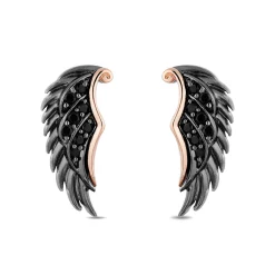 Maleficent Black Diamond Earrings In Black Rhodium-Plated Sterling Silver (1/7 Ct. Tw.)