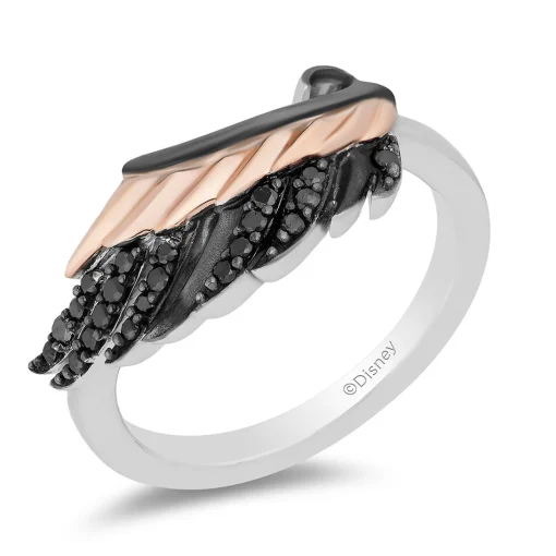 Maleficent Black Diamond Ring In Black Rhodium-Plated Sterling Silver (1/7 Ct. Tw.)