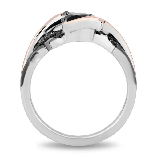 Maleficent Black Onyx And Diamond Ring In Sterling Silver And 10K Rose Gold (1/8 Ct. Tw.)