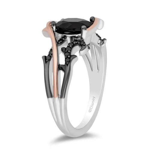 Maleficent Black Onyx And Diamond Ring In Sterling Silver And 10K Rose Gold (1/8 Ct. Tw.)