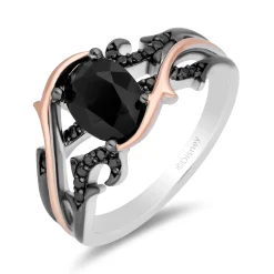Maleficent Black Onyx And Diamond Ring In Sterling Silver And 10K Rose Gold (1/8 Ct. Tw.)