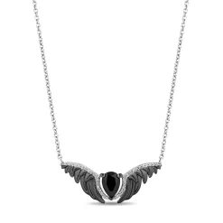 Maleficent Onyx And Diamond Necklace In Sterling Silver (1/10 Ct. Tw.)