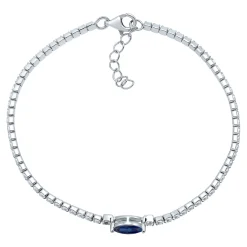 Marquise-Shaped Lab Created Blue & White Sapphire Bracelet In Sterling Silver