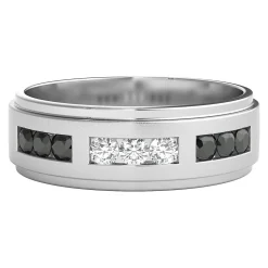 Men's 3/8 Ct. Tw. Black & White Diamond Ring In 10K White Gold