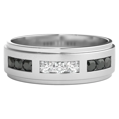 Men's 3/8 Ct. Tw. Black & White Diamond Ring In 10K White Gold
