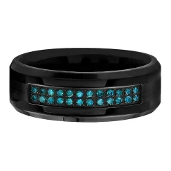 Men's 1/7 Ct. Tw. Blue Diamond Band In Stainless Steel, 8Mm